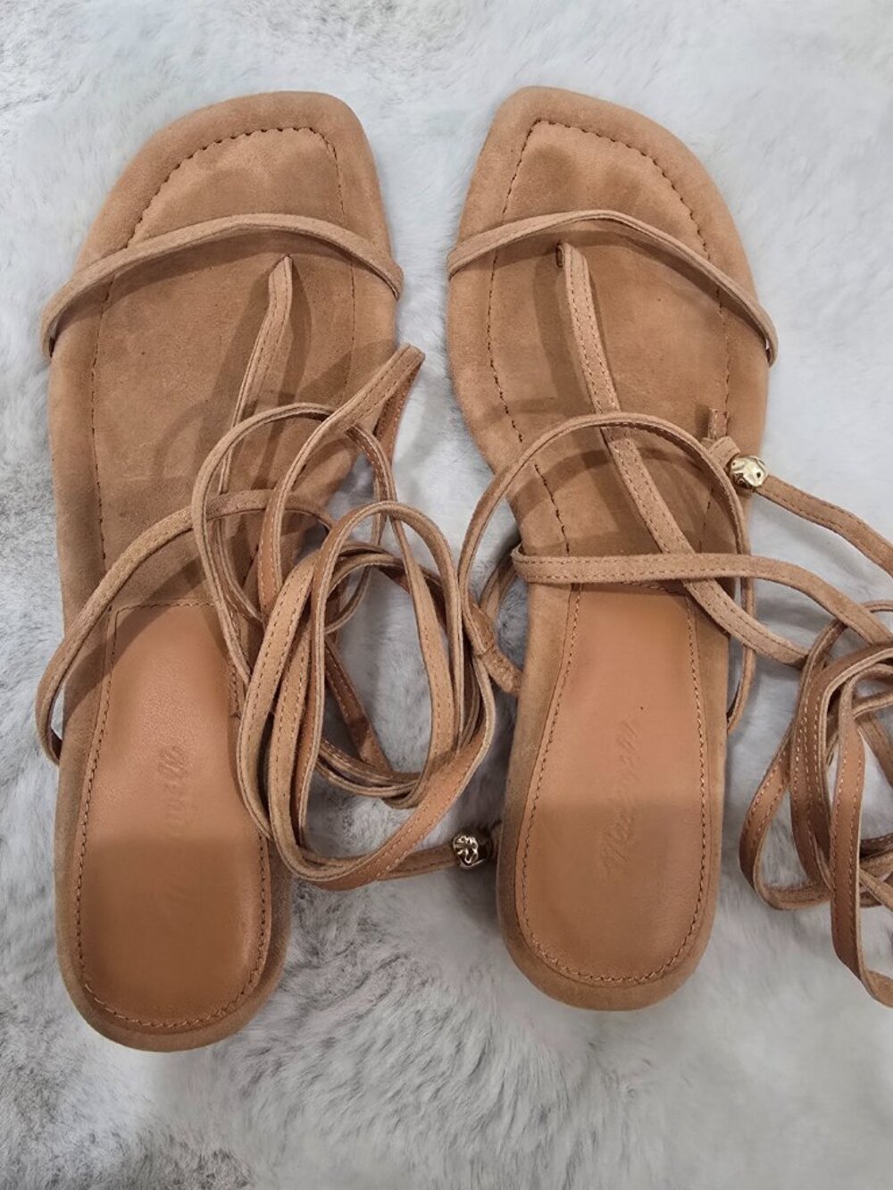 Madewell The Maycie Lace-Up T-Strap Sandal in Sunbaked Clay Suede Women's Size 7 - Picture 4 of 6